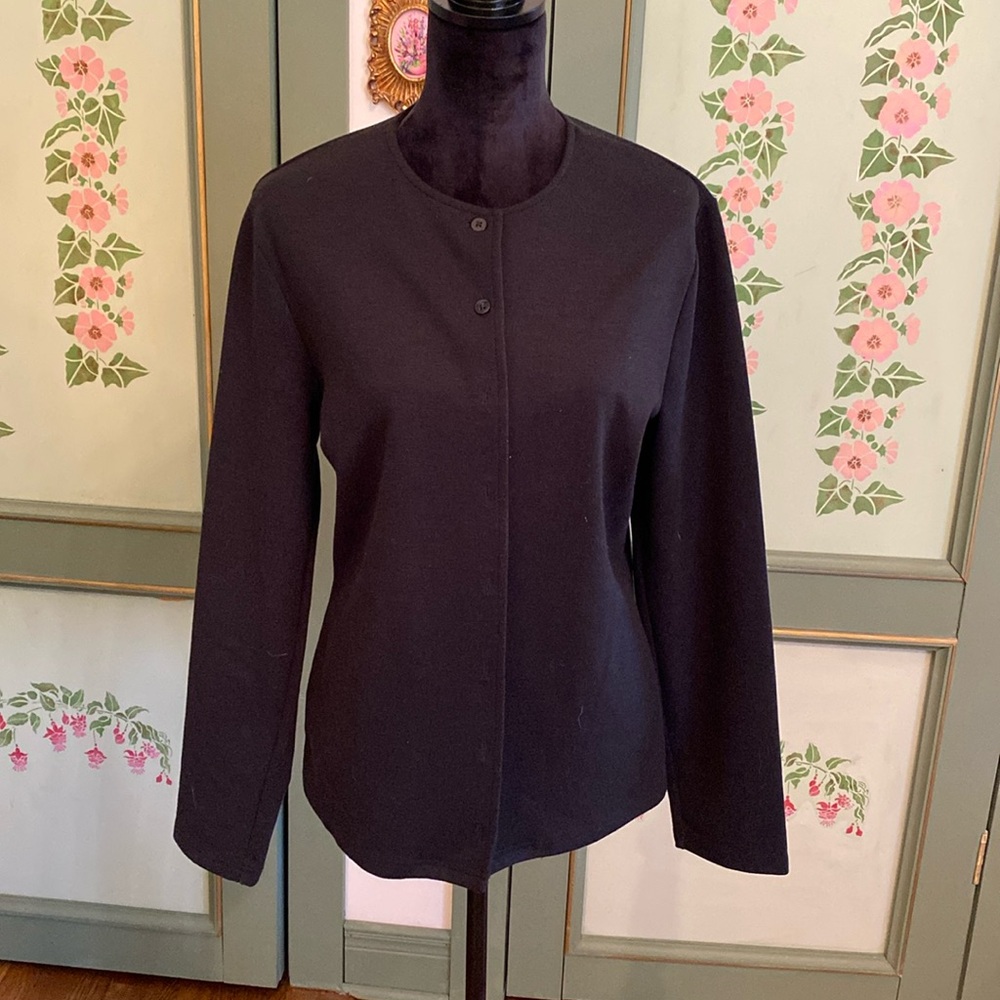 EDDIE BAUER BLACK BUTTON-FRONT JACKET Size L Tall